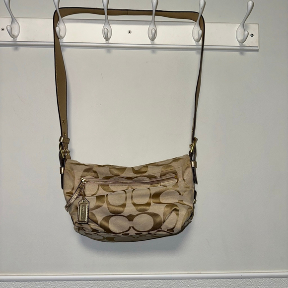 Women's Coach Signature Hobo Shoulder Bag Tan/Gold One Size Y2K Style Crossbody - Picture 4 of 16